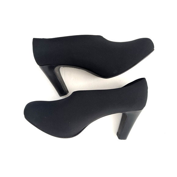 Eileen Fisher Pumps 8 Cone Heels Black Fabric Upper Leather Lined Capsule Office - Picture 4 of 11